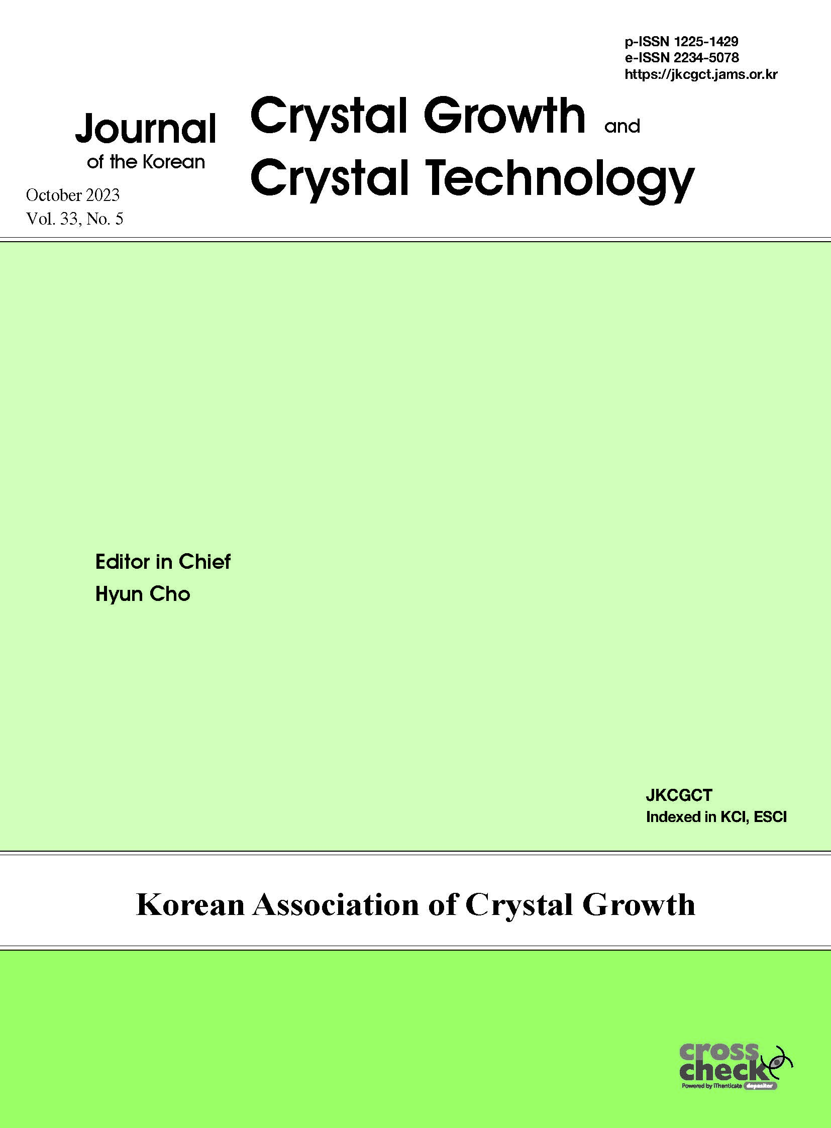 Journal Of The Korean Crystal Growth And Crystal Technology